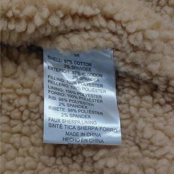 Lee Workwear Bomber Jacket Mens Medium Brown Sherpa Lined Hooded Coat Outdoor - Picture 13 of 14